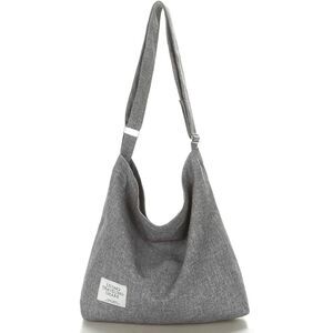 Women's Light Grey Imported Canvas Retro Large Size Shoulder Crossbody Tote Bag